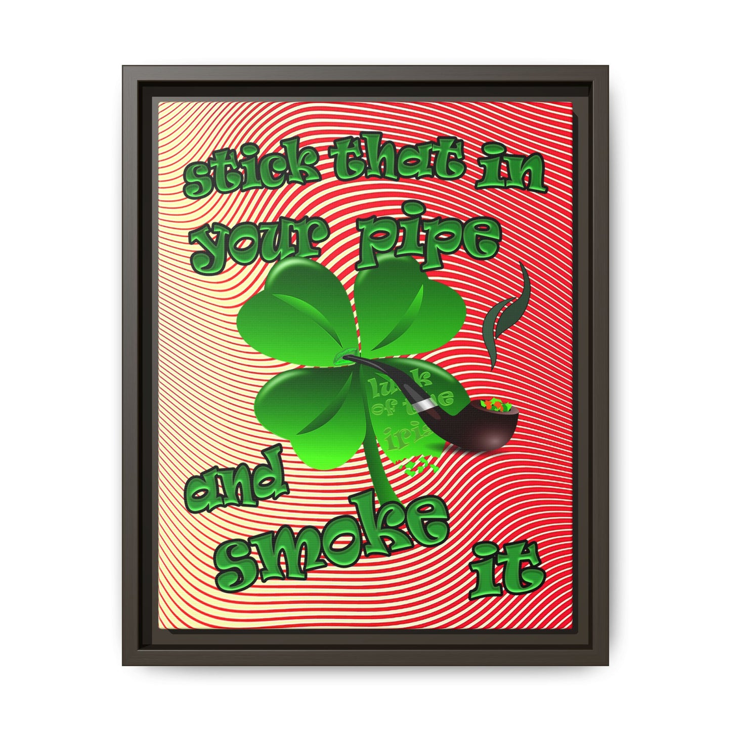 stick that in your pipe and smoke it - framed canvas art (yellow-orange wave)