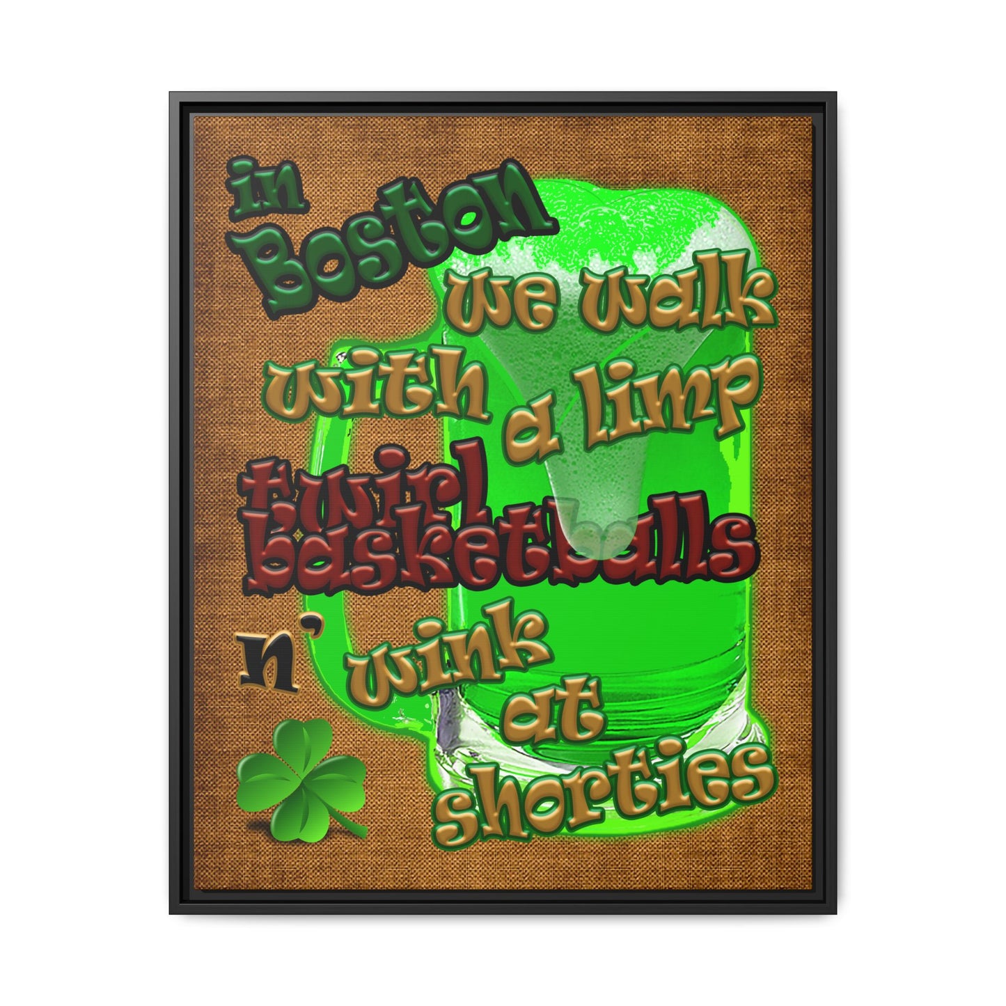 celtics logo - framed canvas art (brown papyrus)