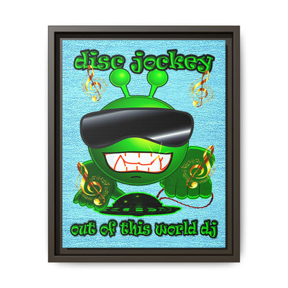disc jockey - framed canvas art (faded blue)