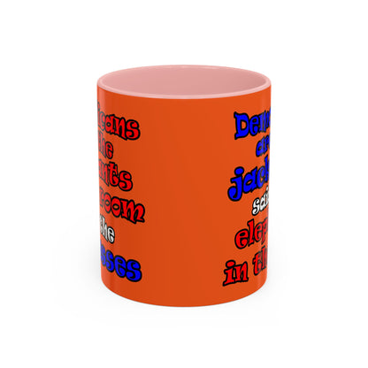 donkeys and elephants - Accent Mug (orange)