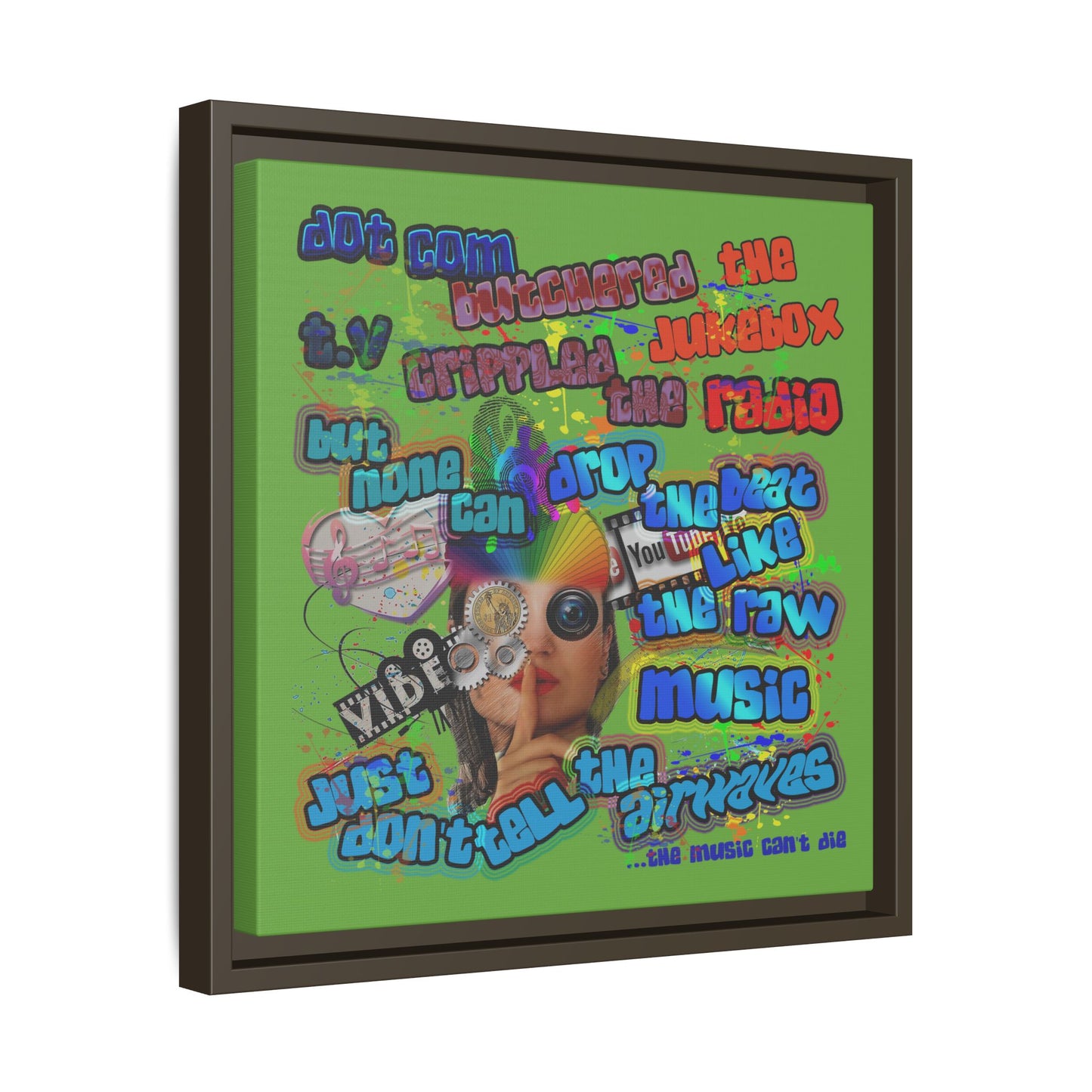 drop the beat - framed canvas art (green)