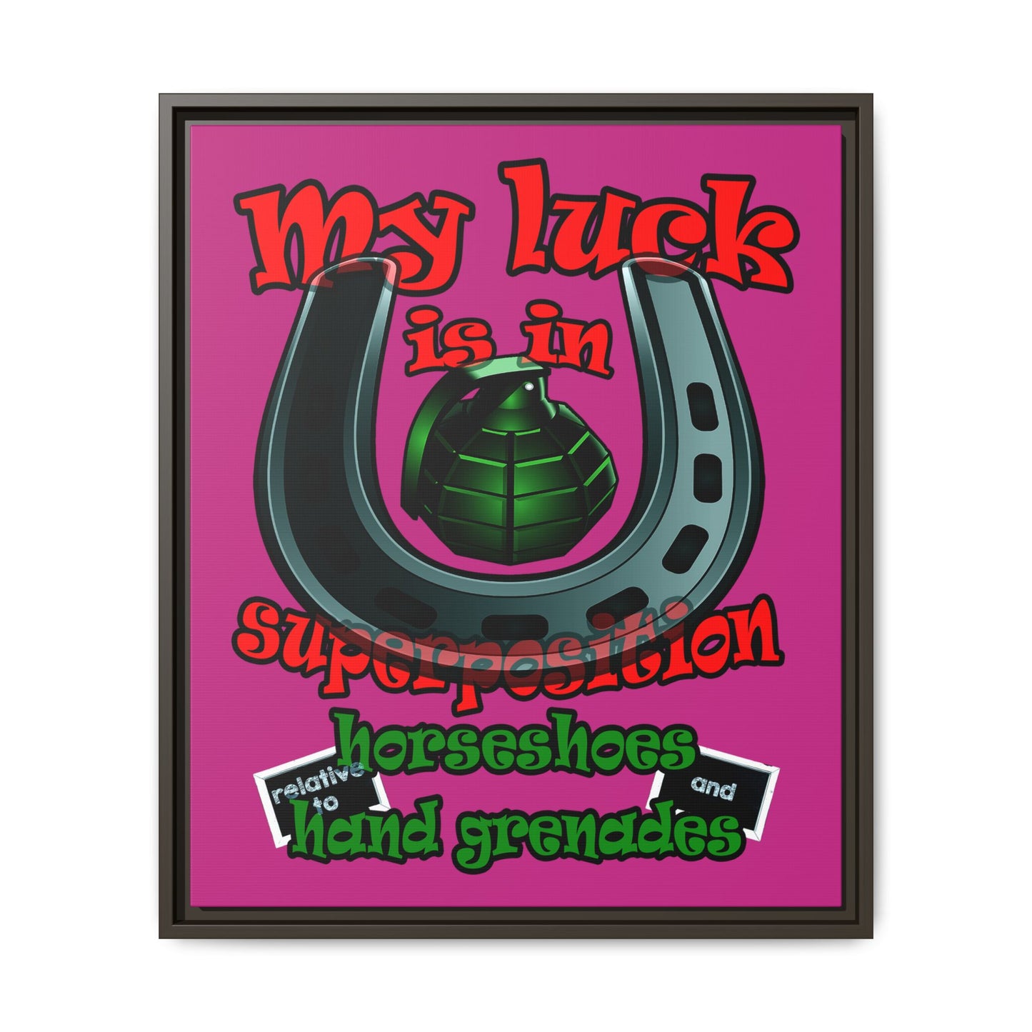 my luck - framed canvas art (pink)