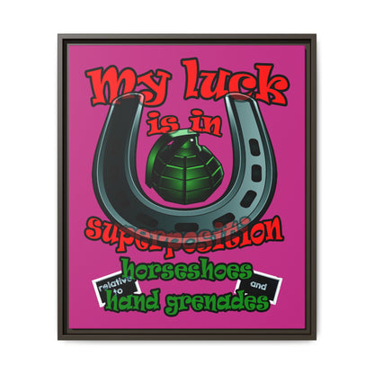 my luck - framed canvas art (pink)