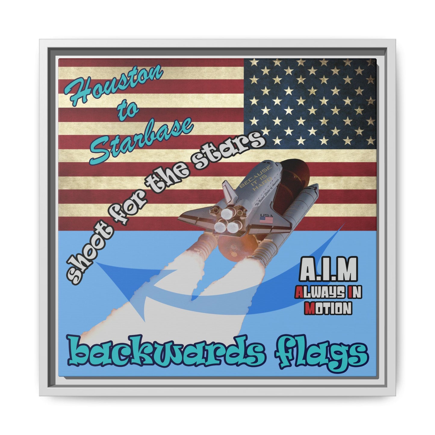 shoot for the stars - framed canvas art (light blue)