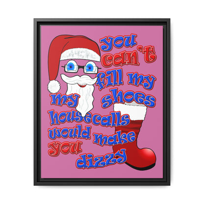 santa's shoes - framed canvas art (light pink)