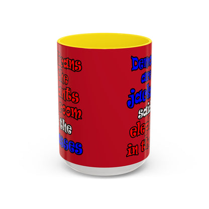 donkeys and elephants - Accent Mug (dark red)