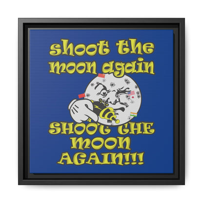 shoot the moon again - framed canvas art (dark blue)