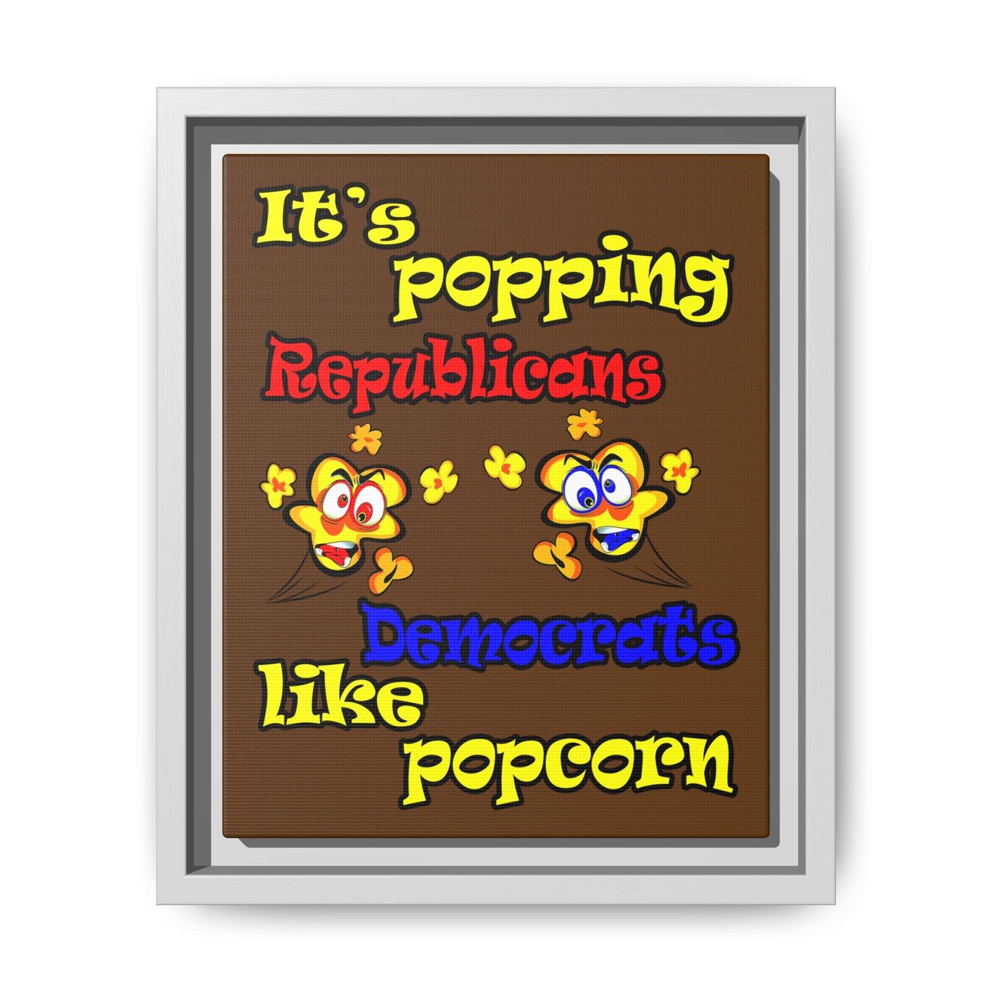 popping like popcorn - framed canvas art (brown)