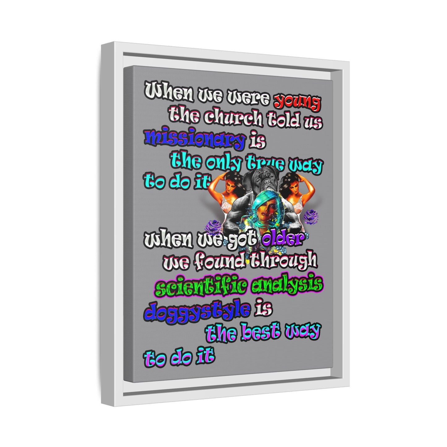 doggystyle - framed canvas art (grey)