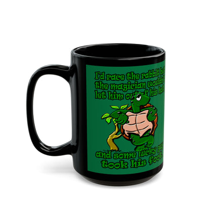 turtle race - Black Mug (dark green)