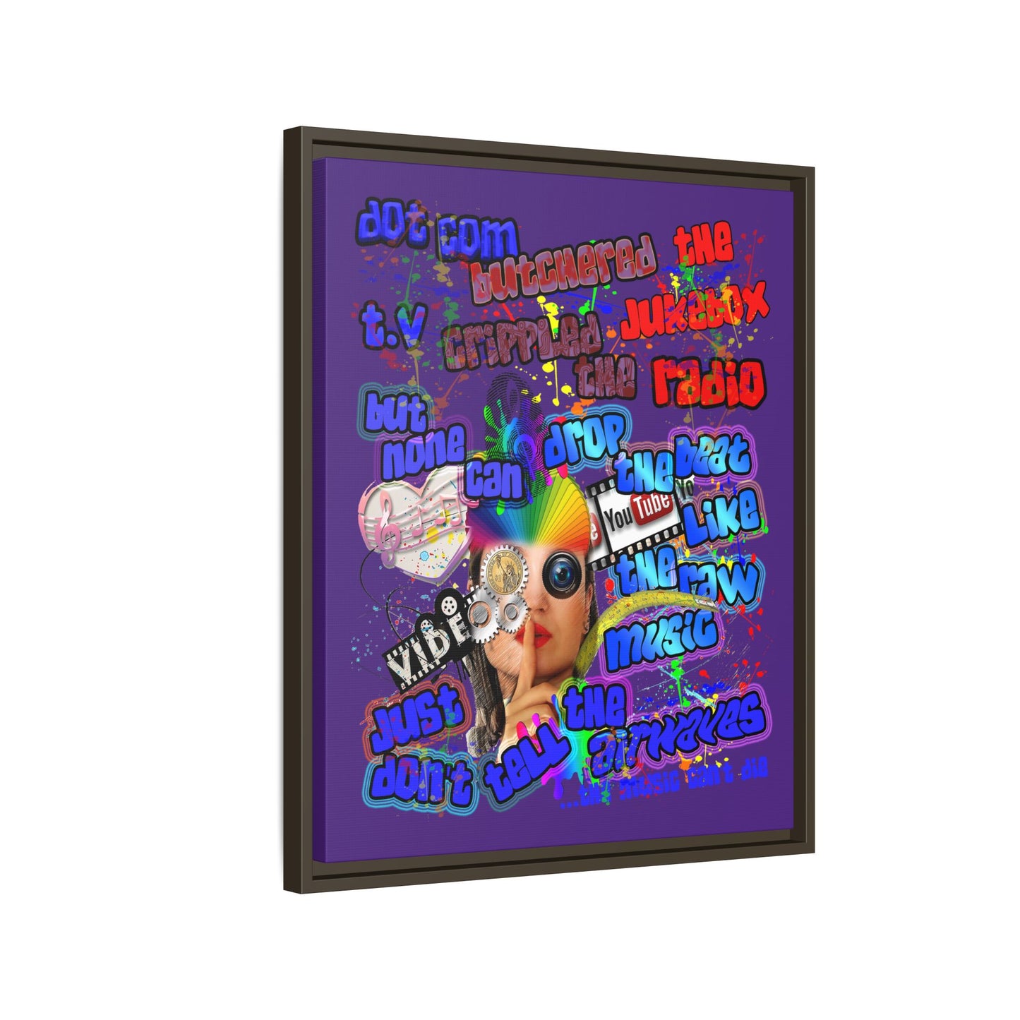 drop the beat - framed canvas art (purple)