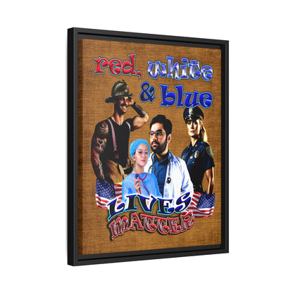 rw&b lives matter - framed canvas art (brown papyrus)