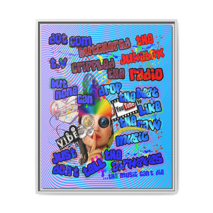 drop the beat - framed canvas art (light blue-purple wave)