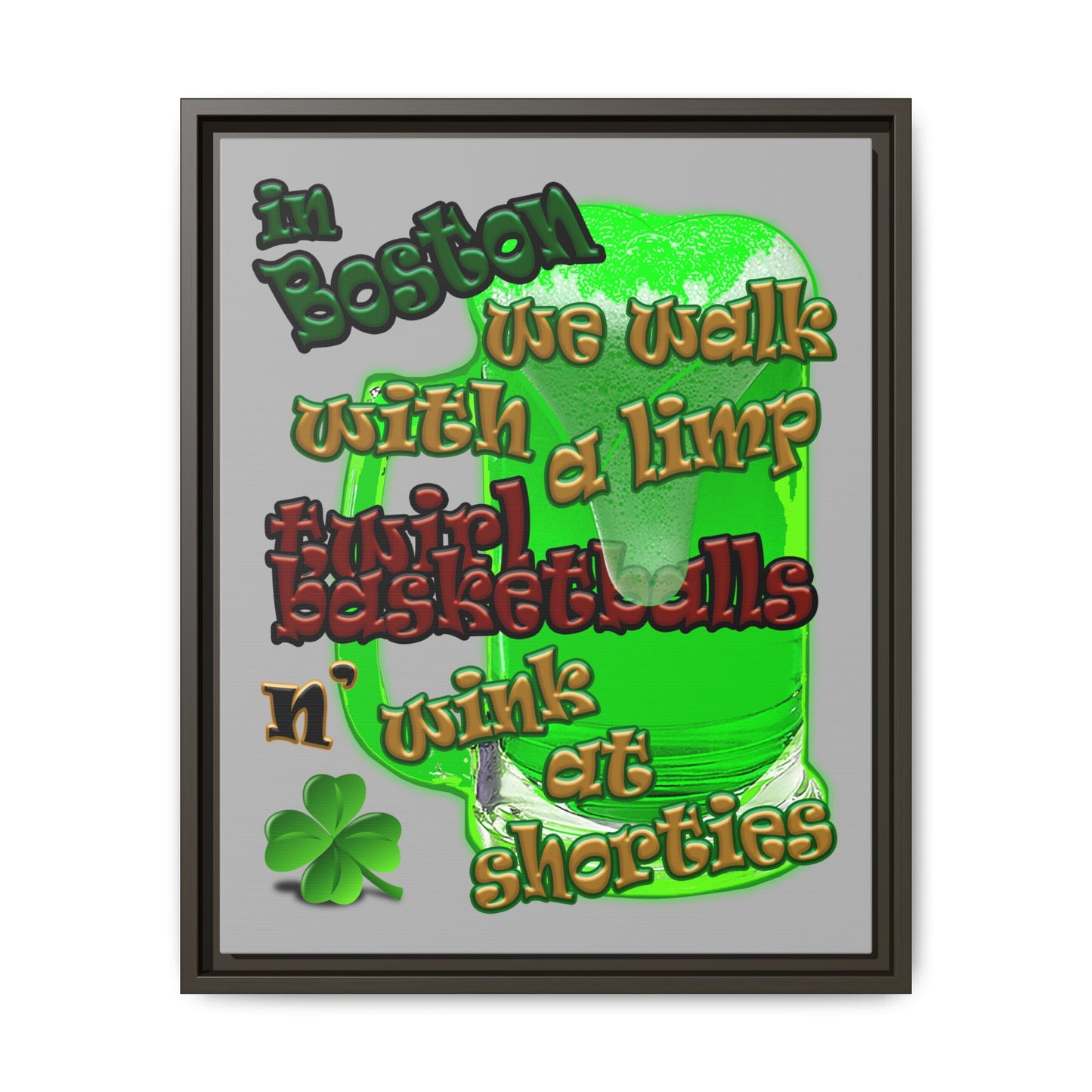 celtics logo - framed canvas art (light grey)