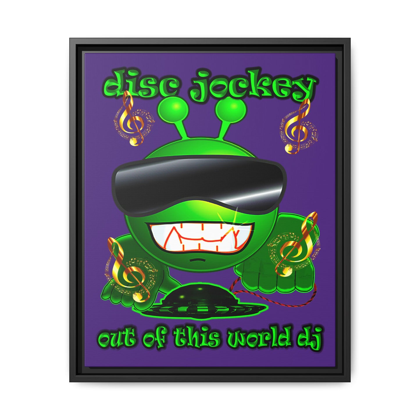 disc jockey - framed canvas art (purple)