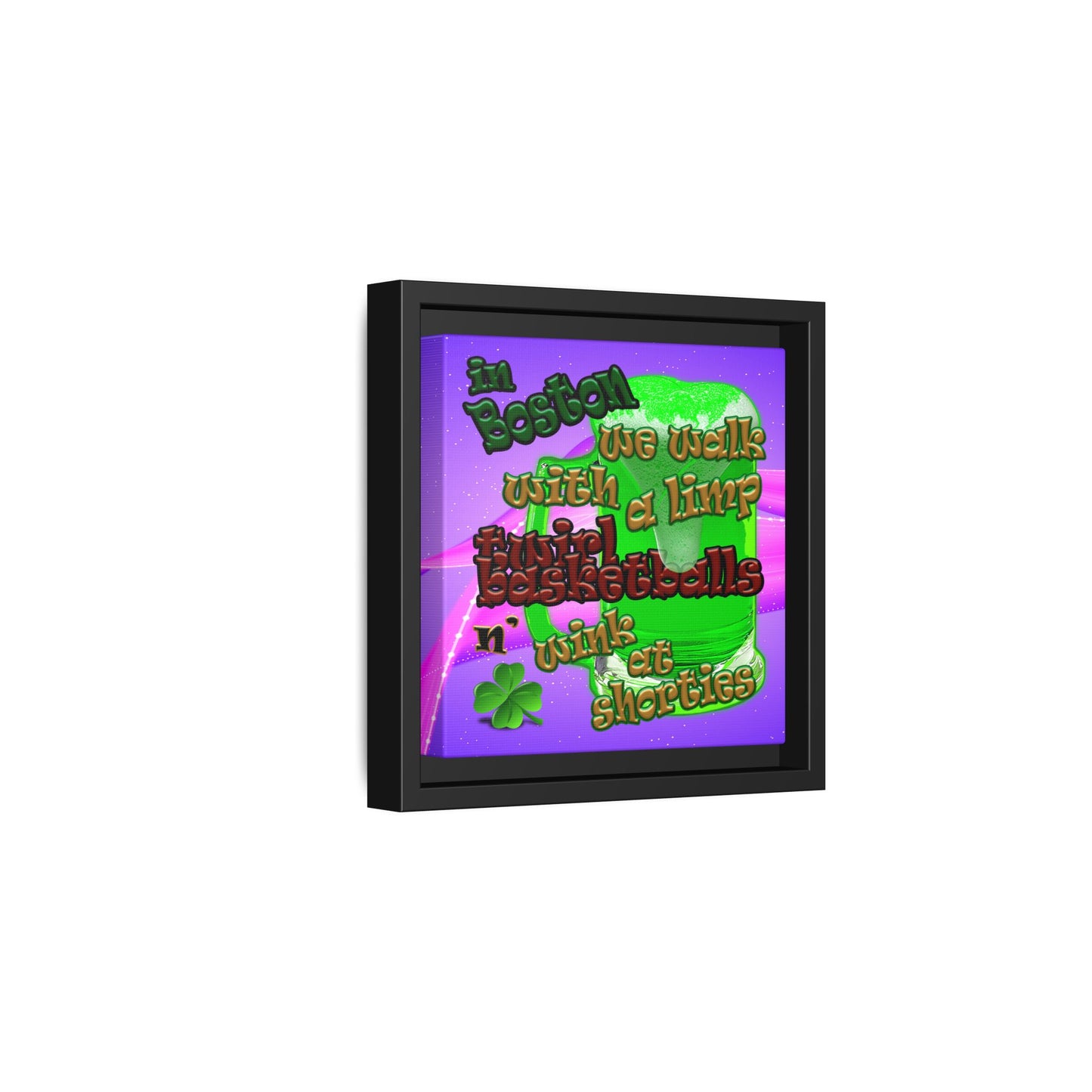 celtics logo - framed canvas art (purple-pink wave)