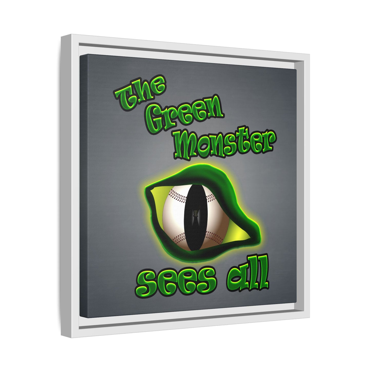 green monster - framed canvas art (grey-light grey)