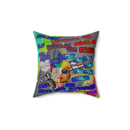 drop the beat - Spun Polyester Square Pillow - (rainbow split)