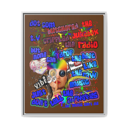 drop the beat - framed canvas art (brown)