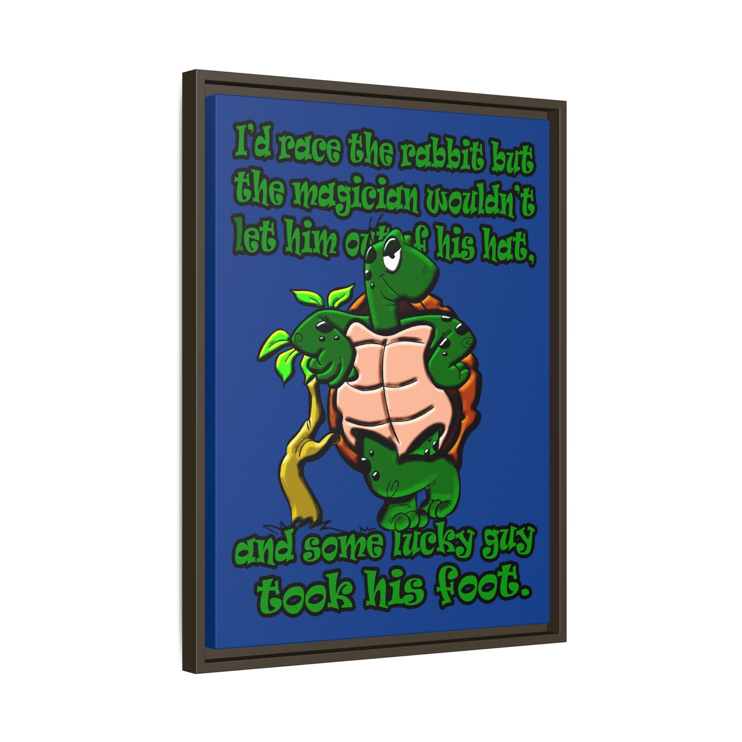 turtle race - framed canvas art (dark blue)