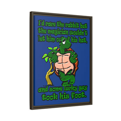 turtle race - framed canvas art (dark blue)