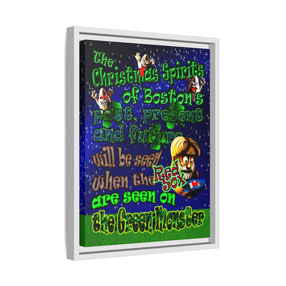christmas spirits of boston - framed canvas art ('snoops' background)