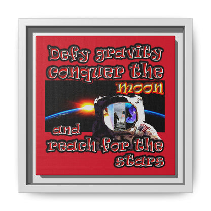 defy conquer reach - framed canvas art (dark red)