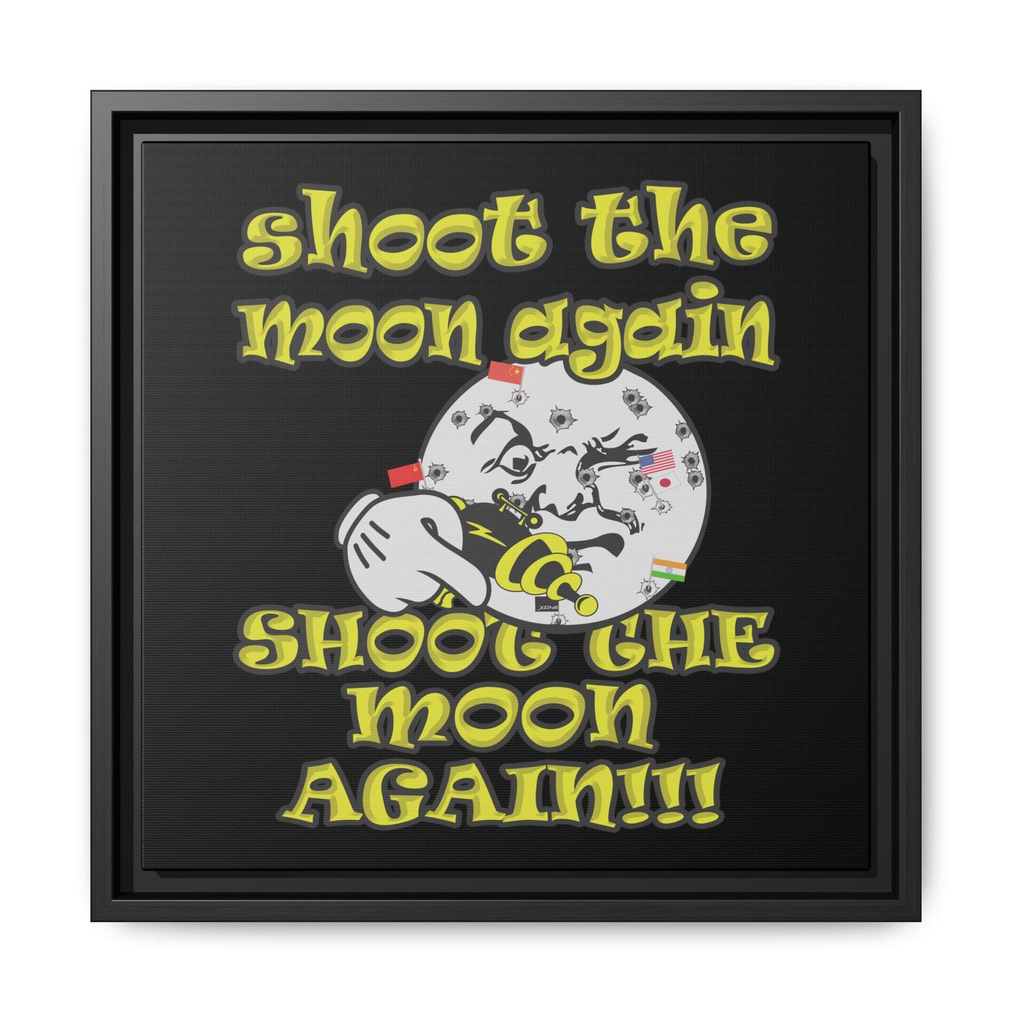 shoot the moon again - framed canvas art (black)