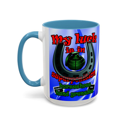 my luck - Accent Mug (blue-white wave)
