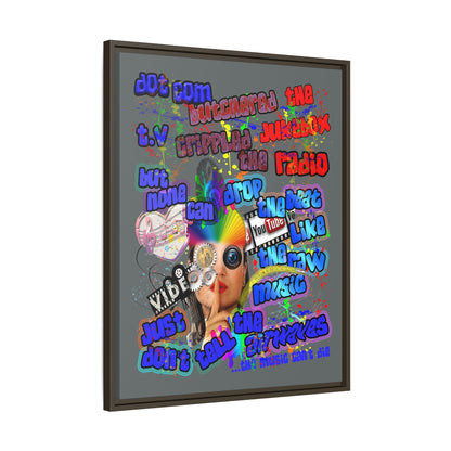 drop the beat - framed canvas art (dark grey)