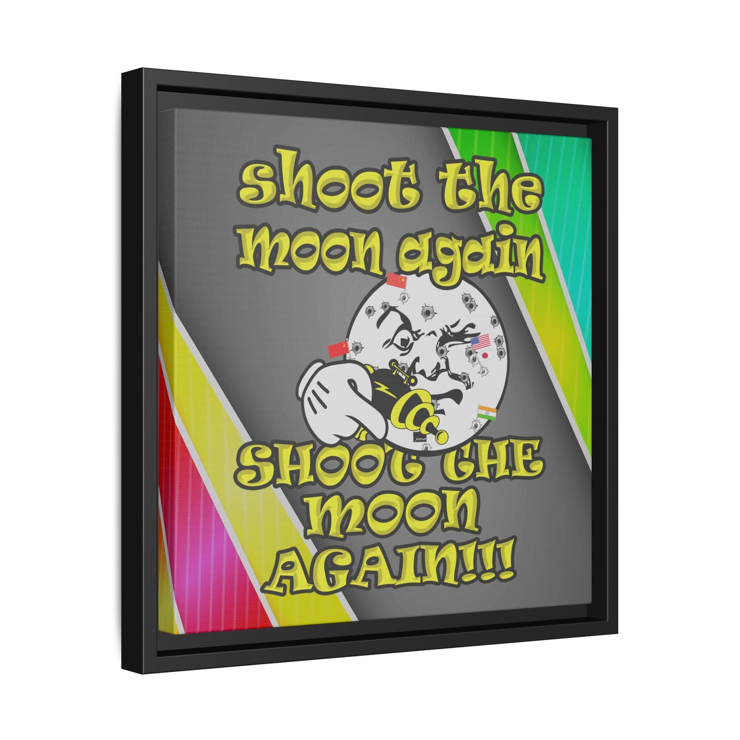 shoot the moon again - framed canvas art (rainbow split)