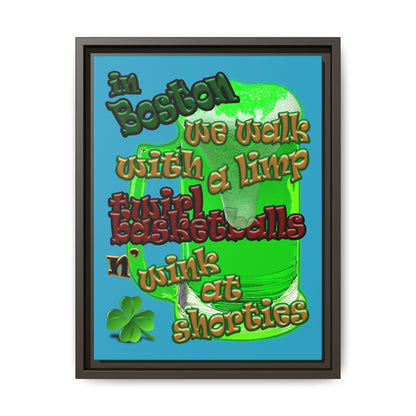 celtics logo - framed canvas art (turquoise)