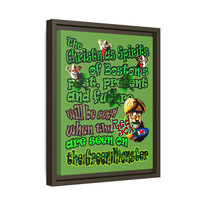 christmas spirits of boston - framed canvas art (green)