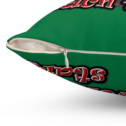 defy conquer reach - Spun Polyester Square Pillow - (dark green)