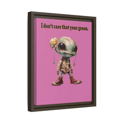 I don't care that your green - framed canvas art (light pink)