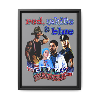 rw&b lives matter - framed canvas art (grey)