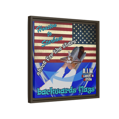 shoot for the stars - framed canvas art (blue-white wave)