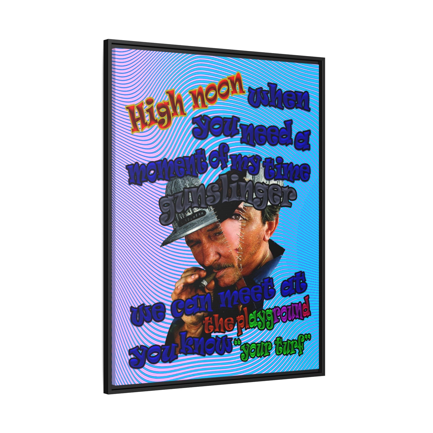 high noon - framed canvas art (light blue-purple wave)