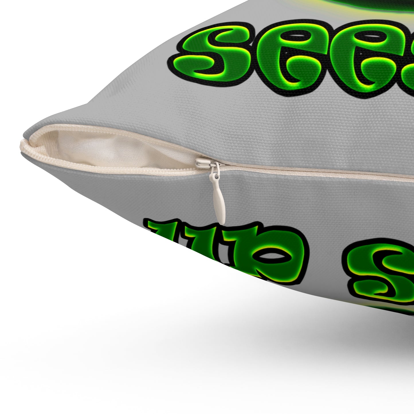 green monster - Spun Polyester Square Pillow - (light grey)