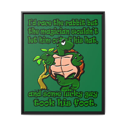 turtle race - framed canvas art (dark green)