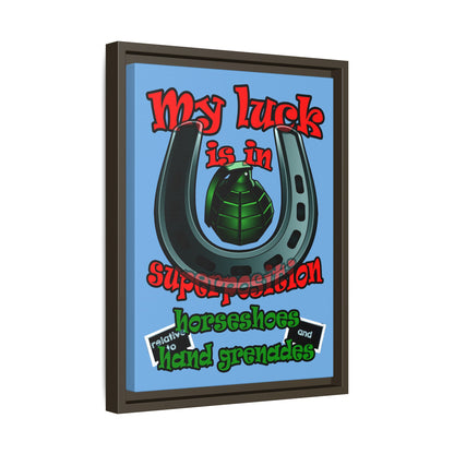 my luck - framed canvas art (light blue)
