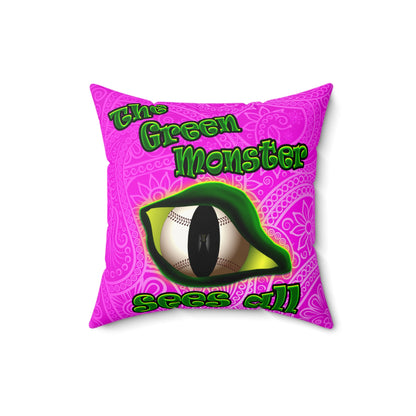 green monster - Faux Suede Square Pillow - (pink swirl)