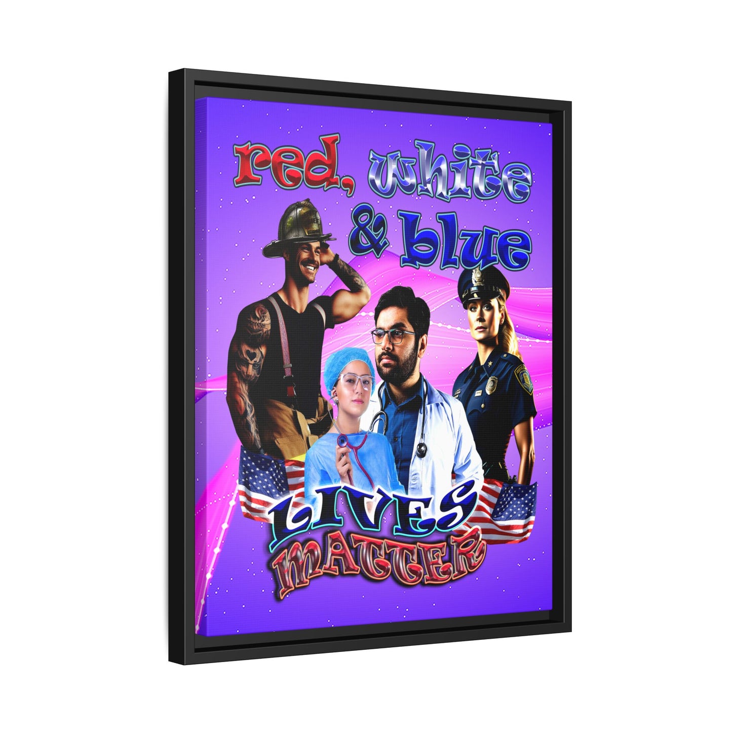 rw&b lives matter - framed canvas art (purple-pink wave)