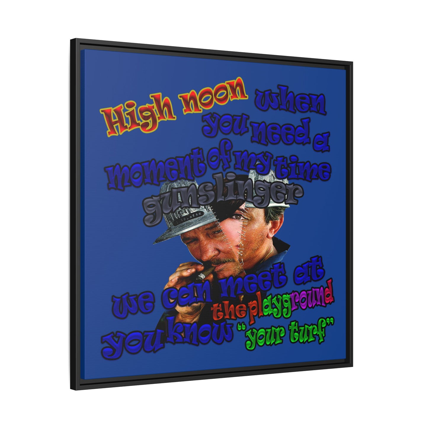 high noon - framed canvas art (dark blue)