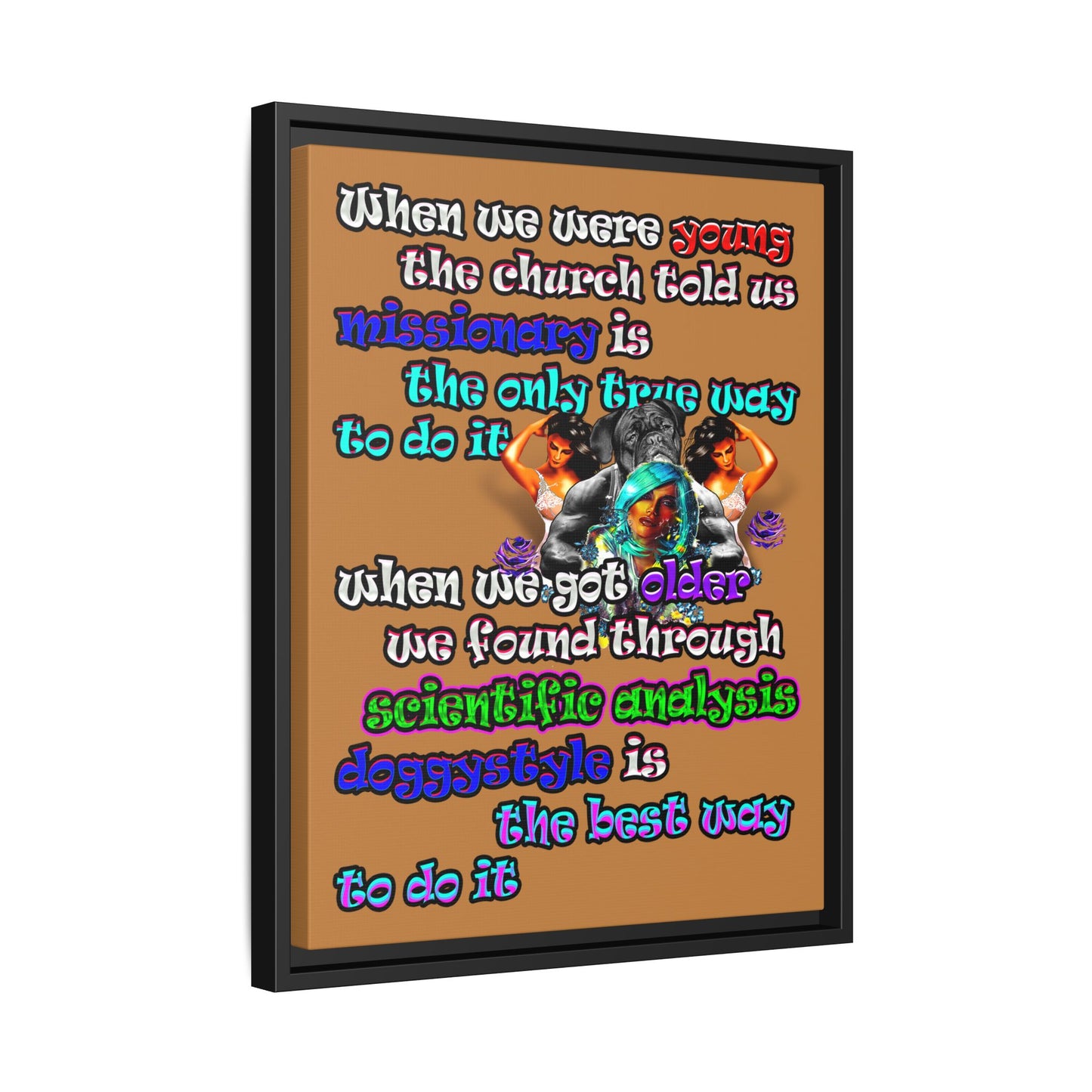 doggystyle - framed canvas art (light brown)