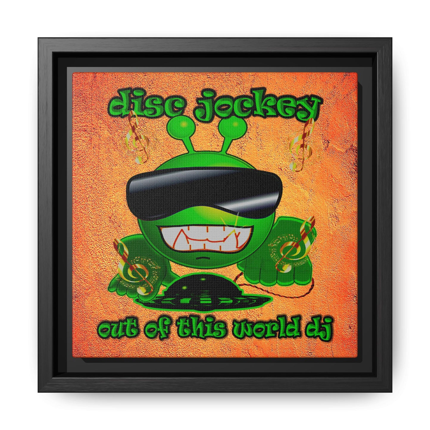 disc jockey - framed canvas art (burnt orange)