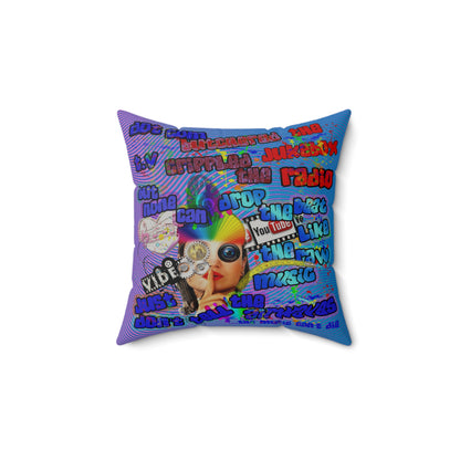 drop the beat - Faux Suede Square Pillow - (light blue-purple wave)