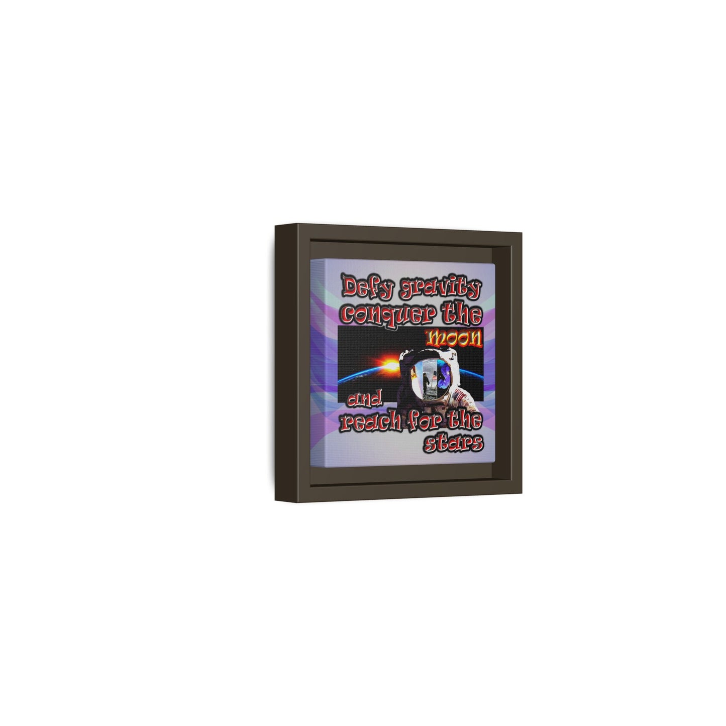 defy conquer reach - framed canvas art (light blue-pink wave)
