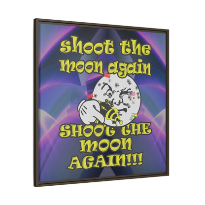 shoot the moon again - framed canvas art (grey-pink wave)