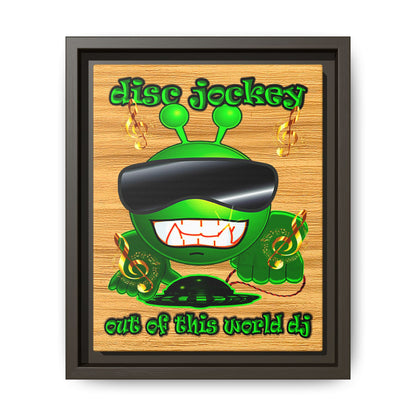 disc jockey - framed canvas art (butterscotch wood finish)
